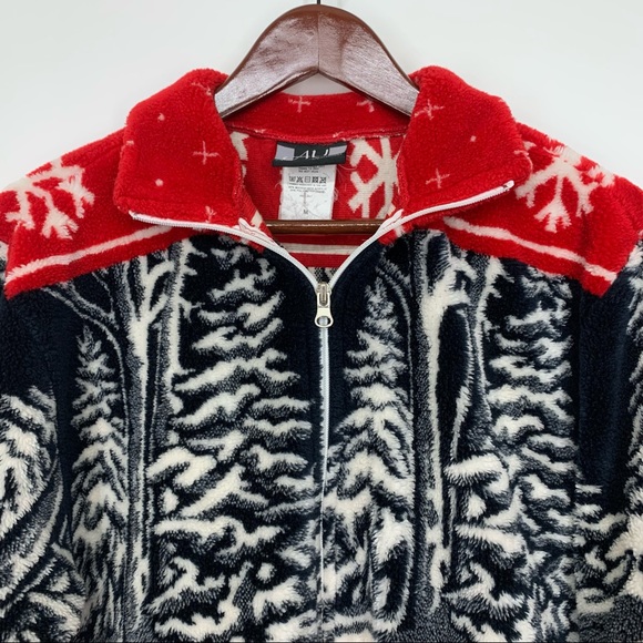 Vintage Art Unlimited Sportswear Winter Landscape Tree Snowflake Teddy Shacket - Picture 3 of 14